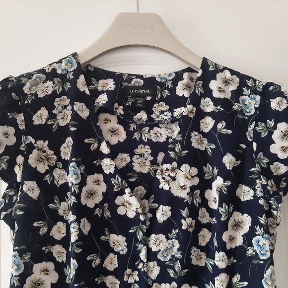 Le Chateau Floral Printed Crepe De Chine Tunic Dress - Picture 12 of 13